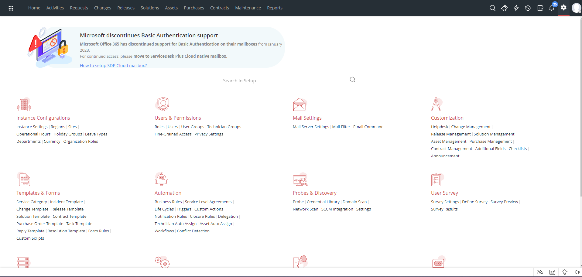 Zoho Settings Page